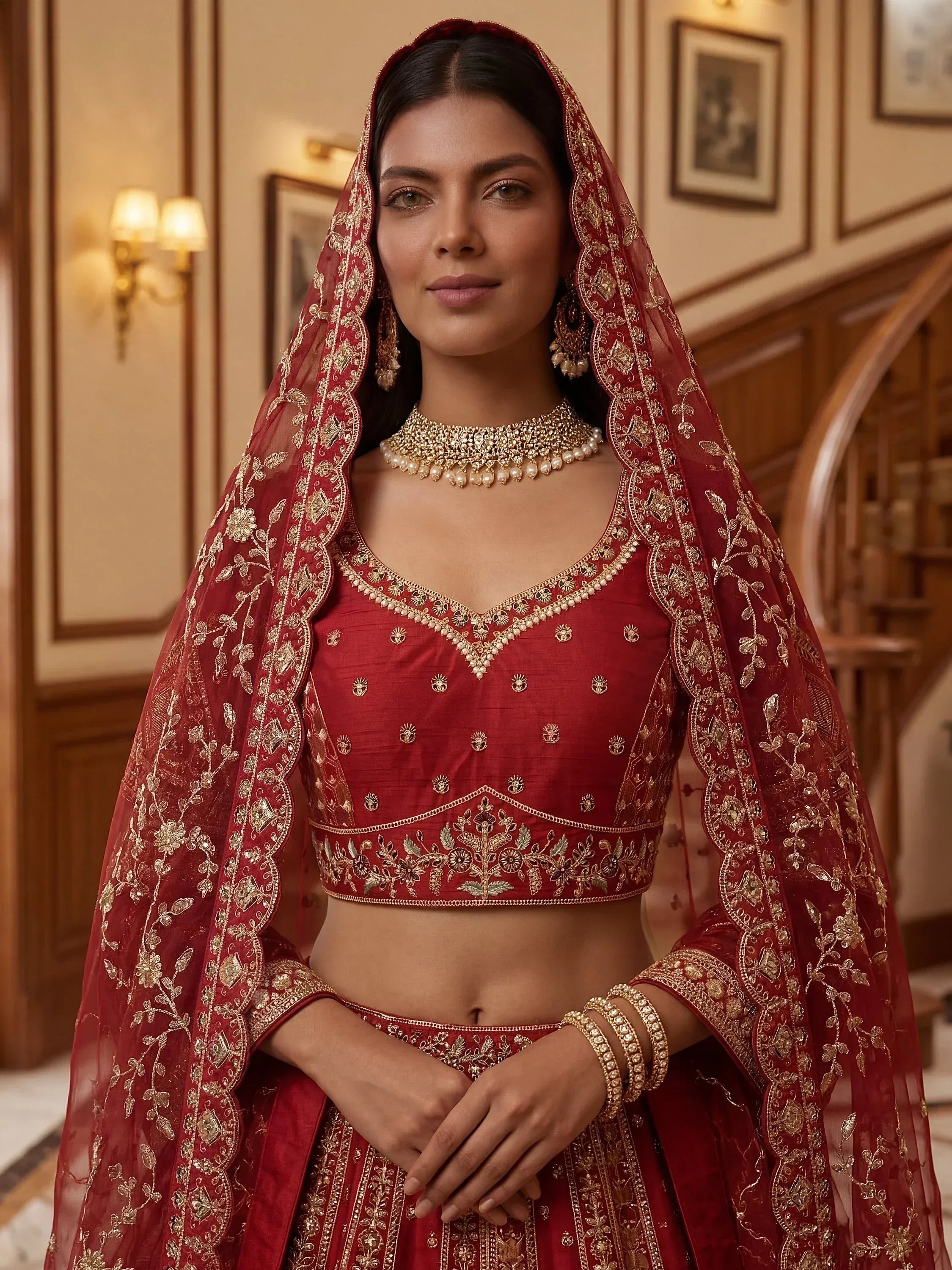 Ravishing Red Zari Embroidery Silk Bridal Lehenga Choli With Double Dupatta