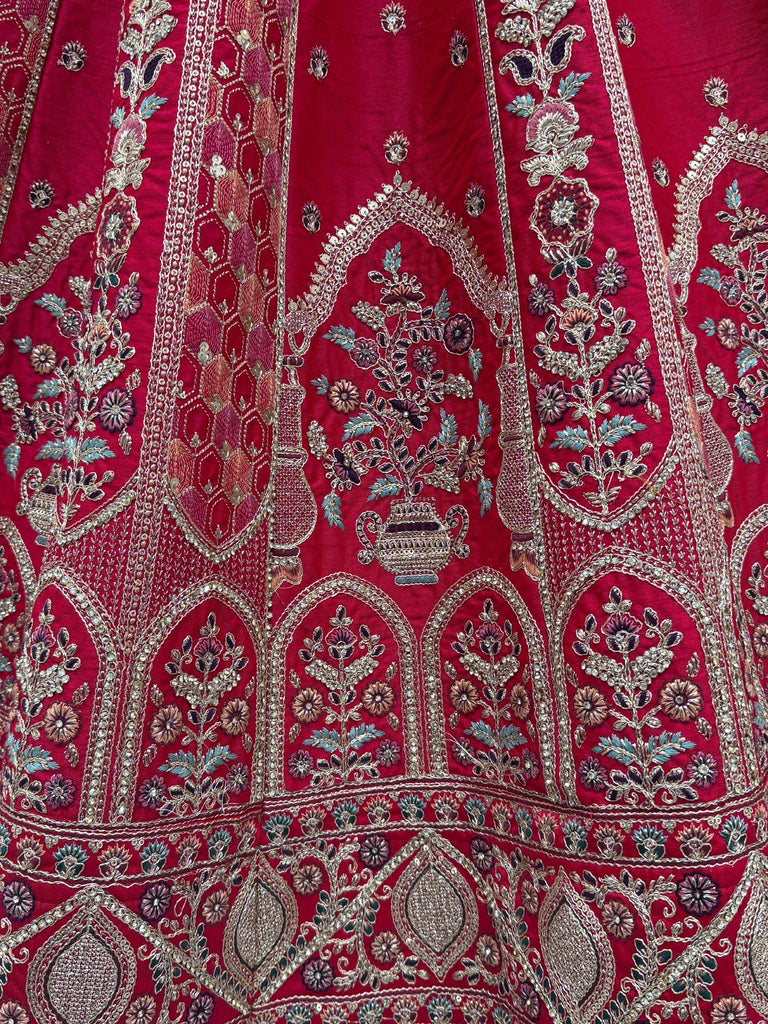 Ravishing Red Zari Embroidery Silk Bridal Lehenga Choli With Double Dupatta