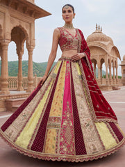 Graceful Multi-Color Patch Work Silk Engagement Wear Lehenga Choli