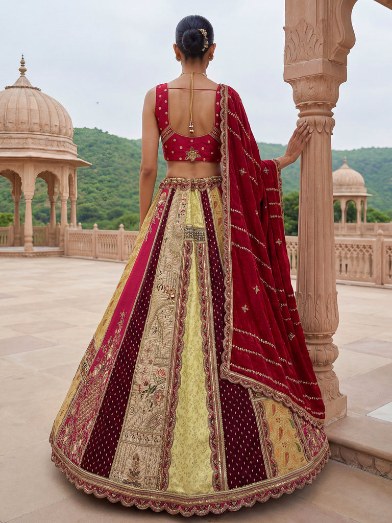 Graceful Multi-Color Patch Work Silk Engagement Wear Lehenga Choli