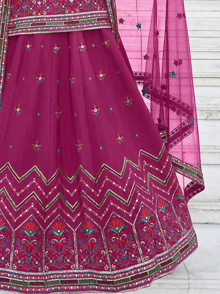 Marvelous Deep Pink Gotta Patti Rajasthani Lehenga With Long Choli