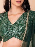 Amazing Green Sequins Georgette Reception Wear Lehenga Choli