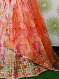 Gorgeous Orange Zari Embroidered Georgette Silk Party Wear Lehenga Choli