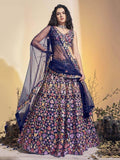 Enchanting Blue Hand Work Soft Net Ceremony Wear Lehenga Choli