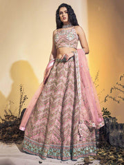 Exquisite Baby Pink Hand Work Soft Net Event Wear Lehenga Choli