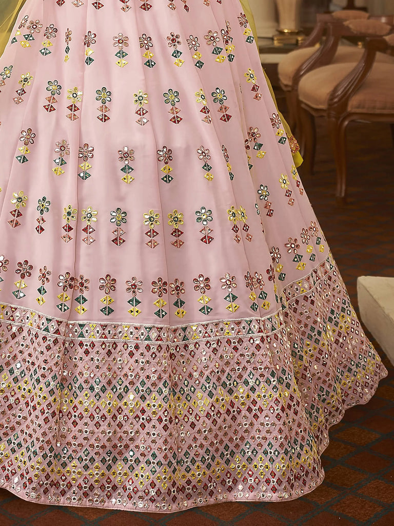 Fantabulous Pink Gotta Patti Georgette Party Wear Lehenga Choli