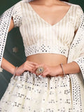 Elegant White Sequins Embroidered Georgette Lehenga Choli