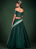 Lavish Green Taffeta Silk Party Wear Lehenga With Embroidered Choli