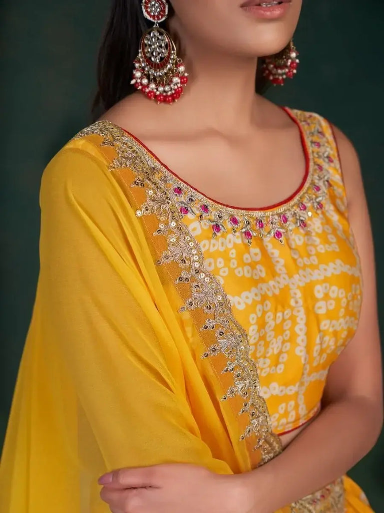 Delightful Yellow Digital Printed Chinon Lehenga Choli With Dupatta