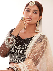 Adorable Black Thread Embroidered Net Festival Wear Lehenga Choli