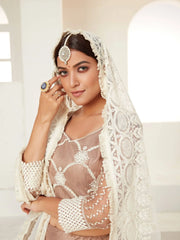 Astonishing Chiku Thread Embroidered Net Festival Wear Lehenga Choli