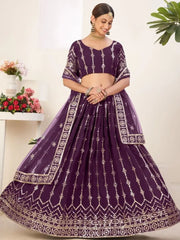 Adorable dark Purple Sequins Embroidered Georgette Lehenga Choli