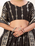 Endearing Black Sequins Embroidered Georgette Lehenga Choli