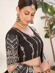 Endearing Black Sequins Embroidered Georgette Lehenga Choli