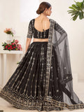 Endearing Black Sequins Embroidered Georgette Lehenga Choli