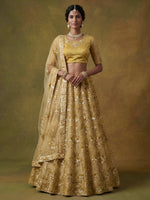 Shiny Yellow Sequins Net Haldi Wear Lehenga Choli With Dupatta