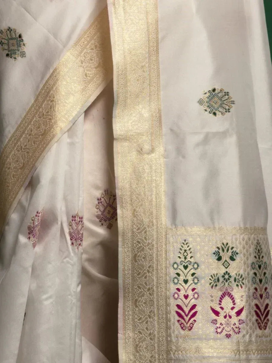 Prodigious White Zari Weaving occasional Wear Silk Saree With Blouse