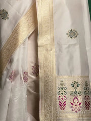 Prodigious White Zari Weaving occasional Wear Silk Saree With Blouse