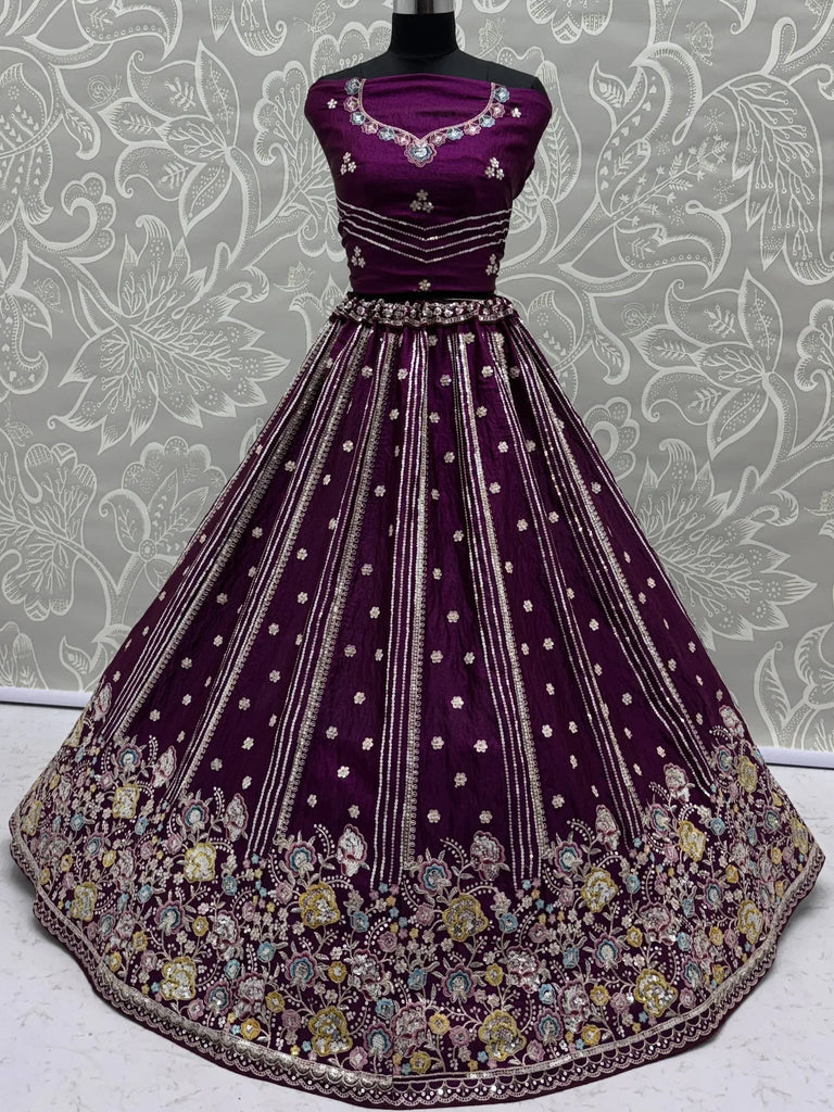 Attractive Purple Dori Work Oragnza Designer Lehenga Choli With Dupatta