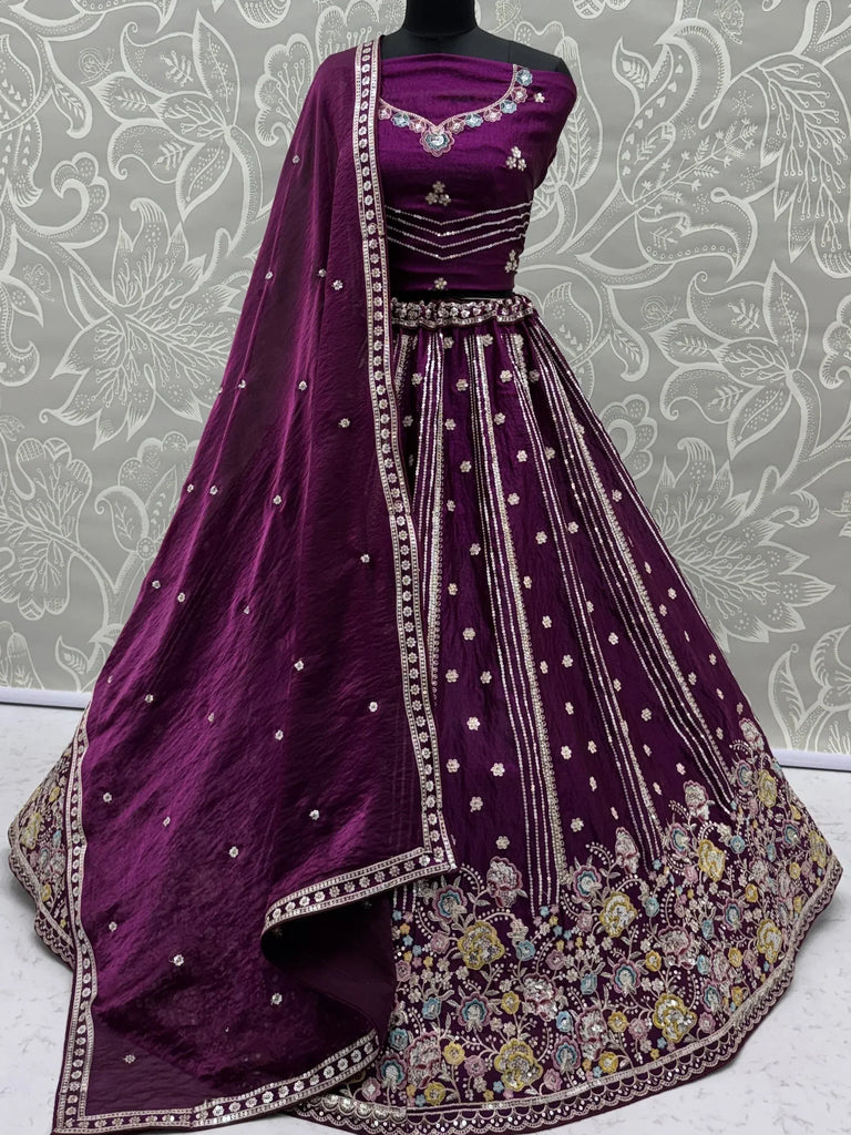 Attractive Purple Dori Work Oragnza Designer Lehenga Choli With Dupatta
