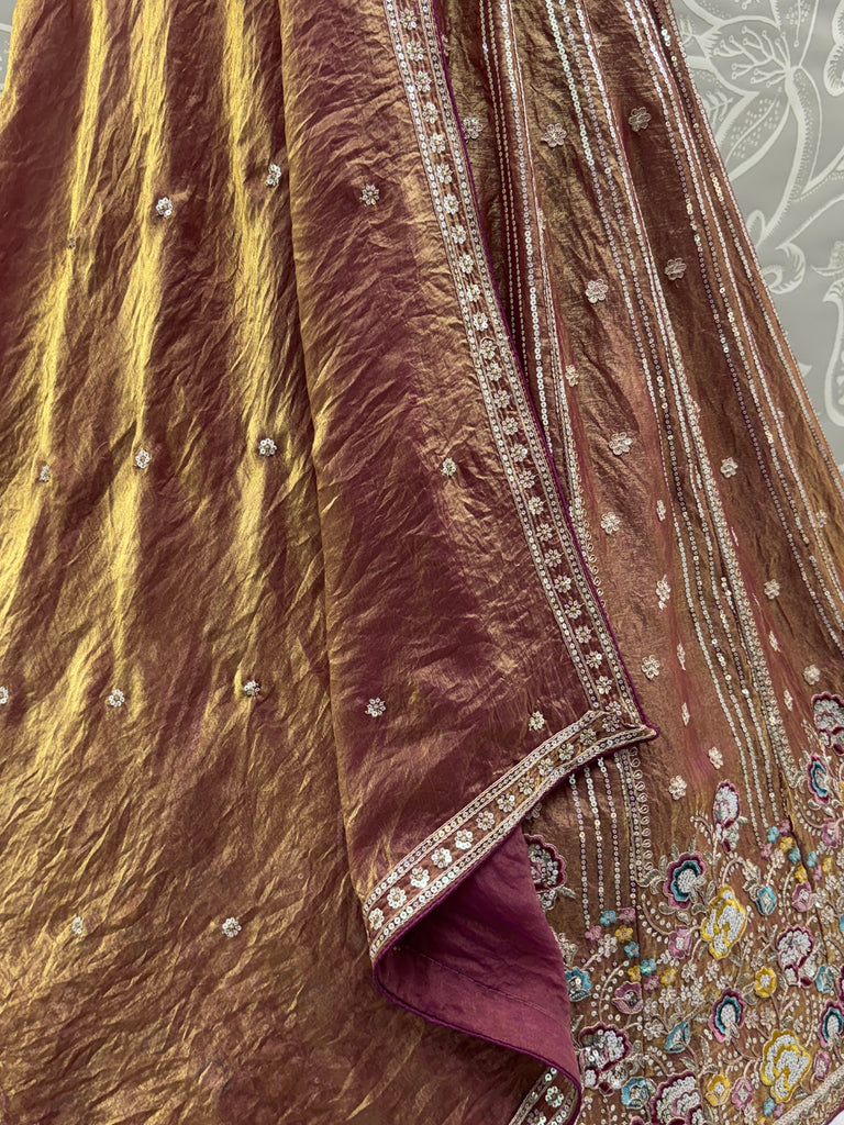 Delightful Brown Multi Thread Work Oragnza Sangeet Wear Lehenga Choli