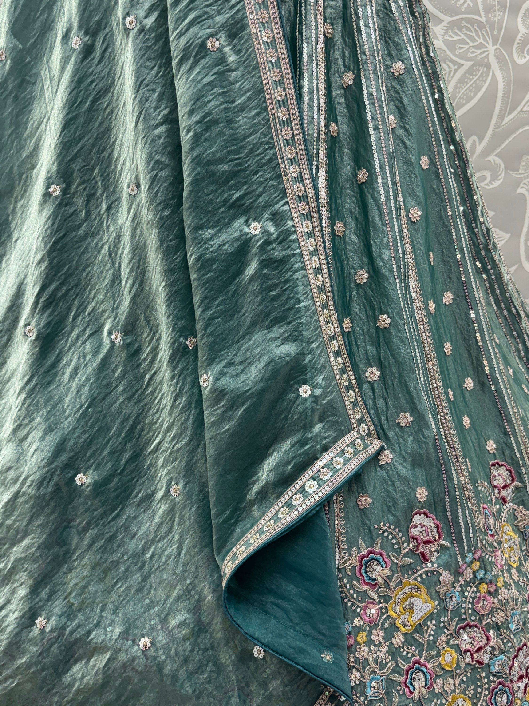 Fantastic Sea Green Dori Work Oragnza Lehenga Choli With Dupatta