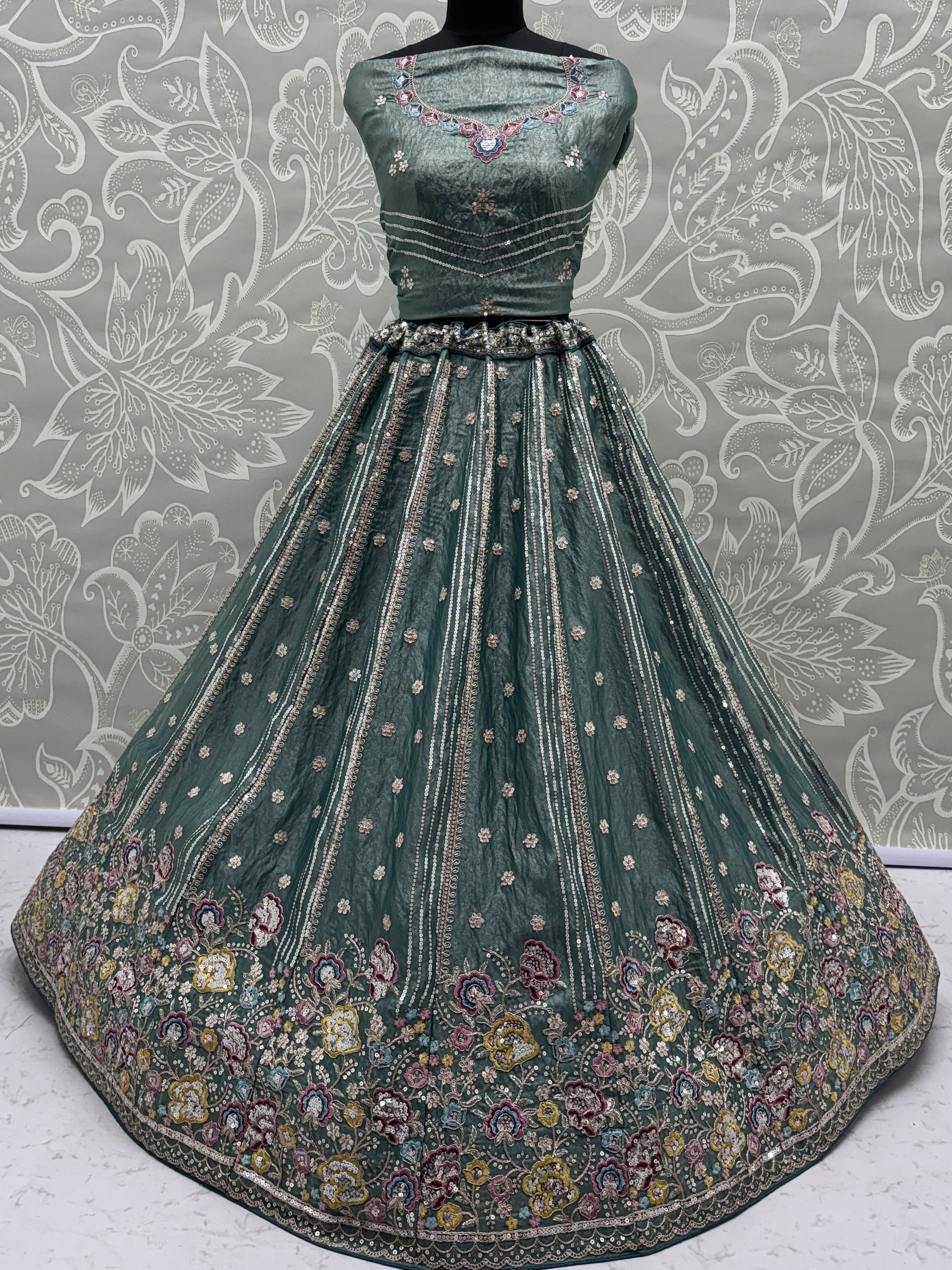 Fantastic Sea Green Dori Work Oragnza Lehenga Choli With Dupatta