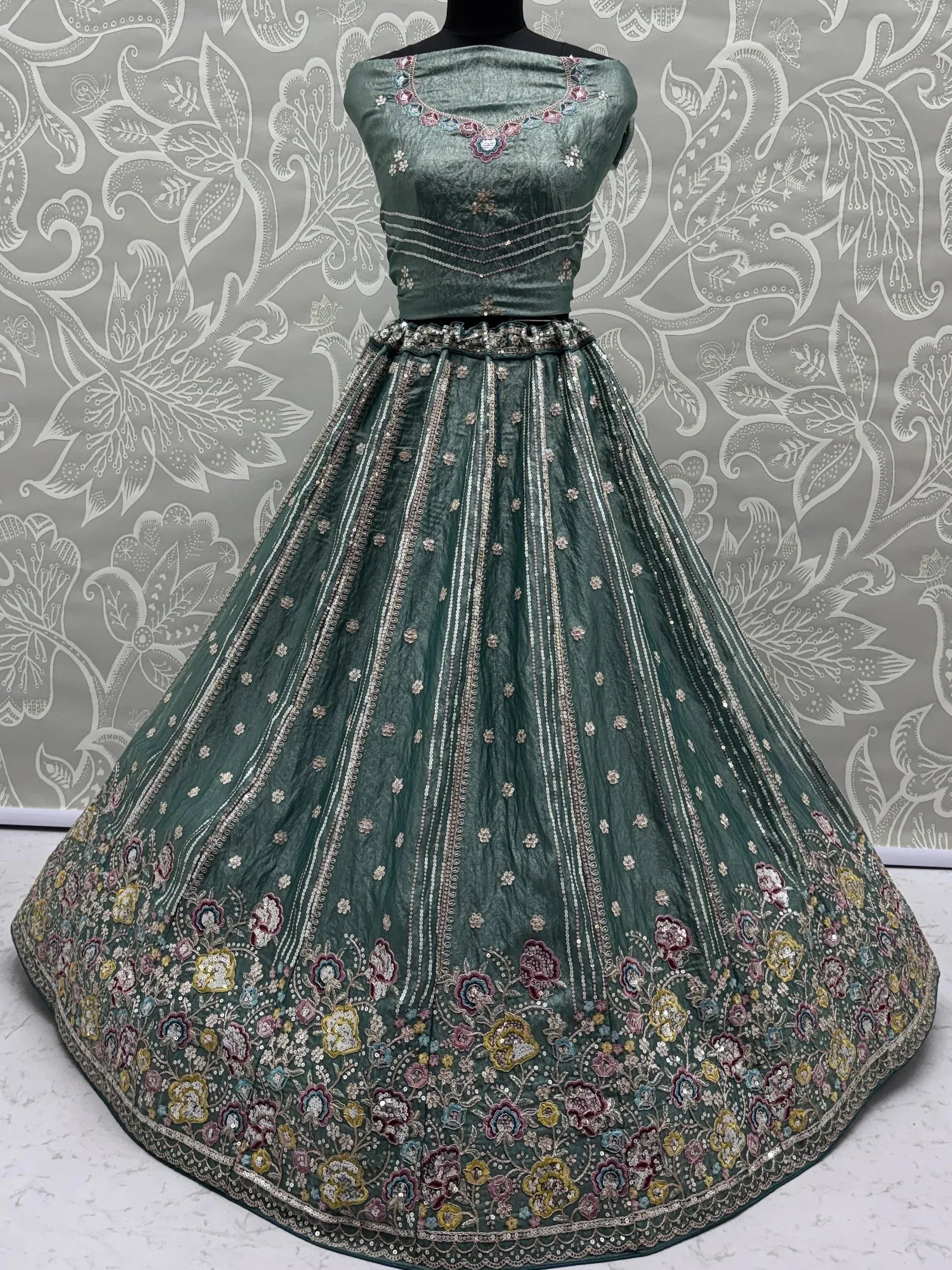 Fantastic Sea Green Dori Work Oragnza Lehenga Choli With Dupatta
