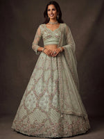 Beautiful Pastel Green Sequins Net Bridesmaid Lehenga Choli