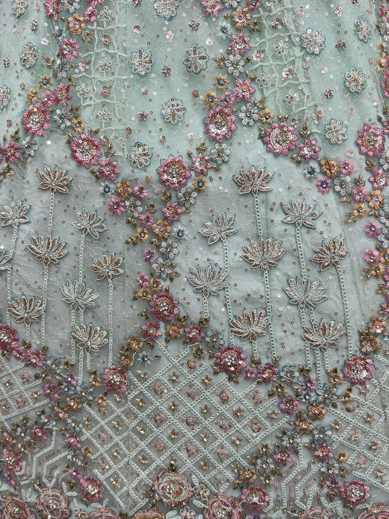 Beautiful Pastel Green Sequins Net Bridesmaid Lehenga Choli