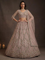 Terrific Pink Dori Embroidery Net Engagement Wear Lehenga Choli