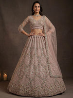 Terrific Pink Dori Embroidery Net Engagement Wear Lehenga Choli