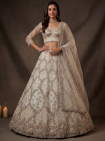 Grand White Heavy Embroidered Net Cocktail Wear Lehenga Choli With Dupatta