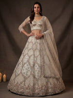 Grand White Heavy Embroidered Net Cocktail Wear Lehenga Choli With Dupatta
