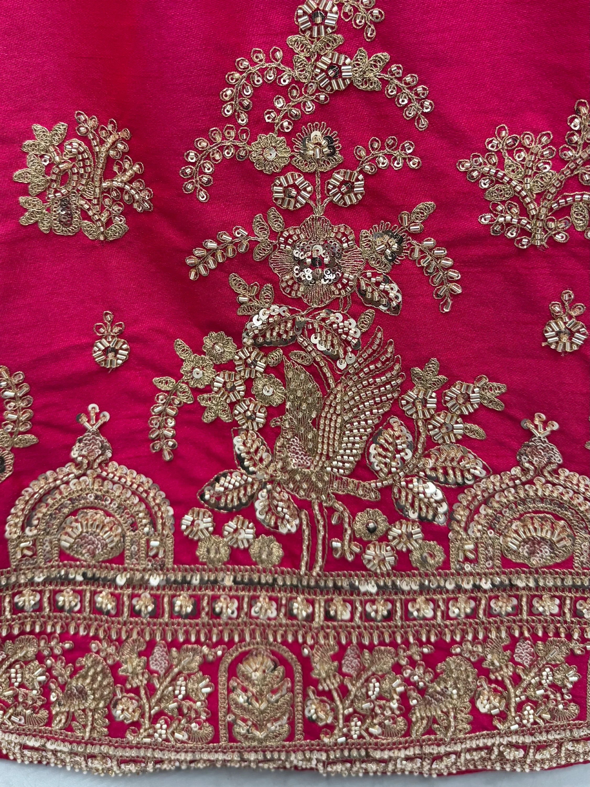 Alluring Rani Pink Zari Embroidered Silk Bridal Lehenga Choli With Double Dupatta