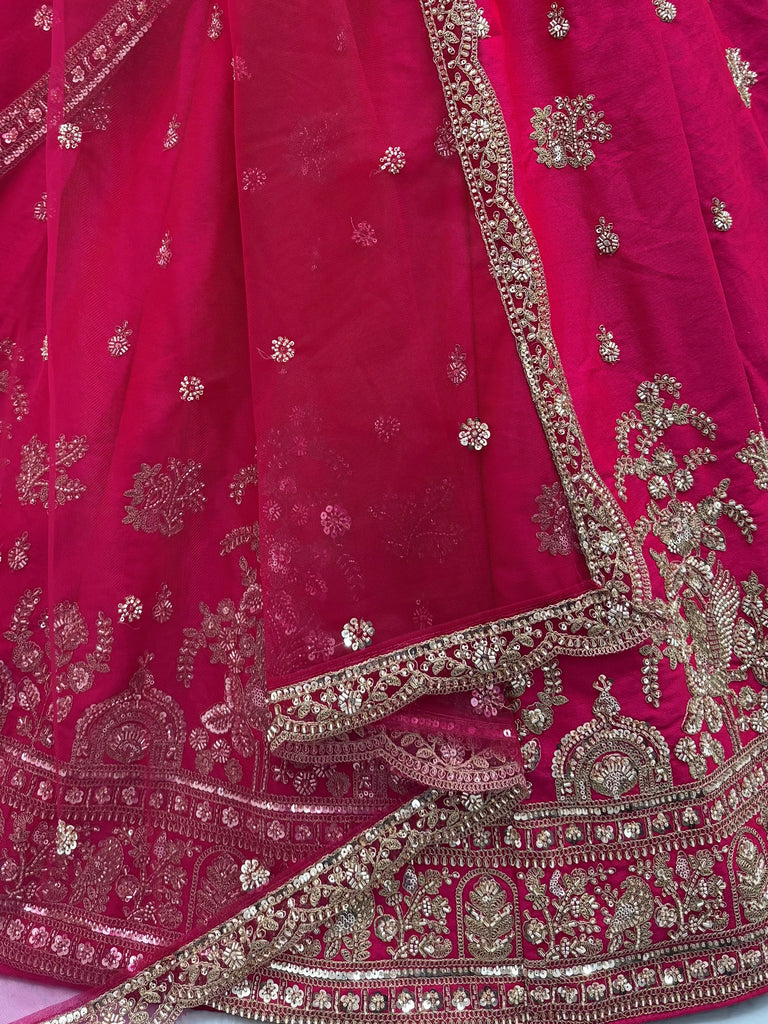 Alluring Rani Pink Silk Bridal Lehenga Choli With Double Dupatta