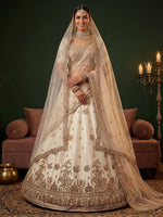 Ravishing Off White Sequins Silk Bridal Lehenga Choli With Double Dupatta