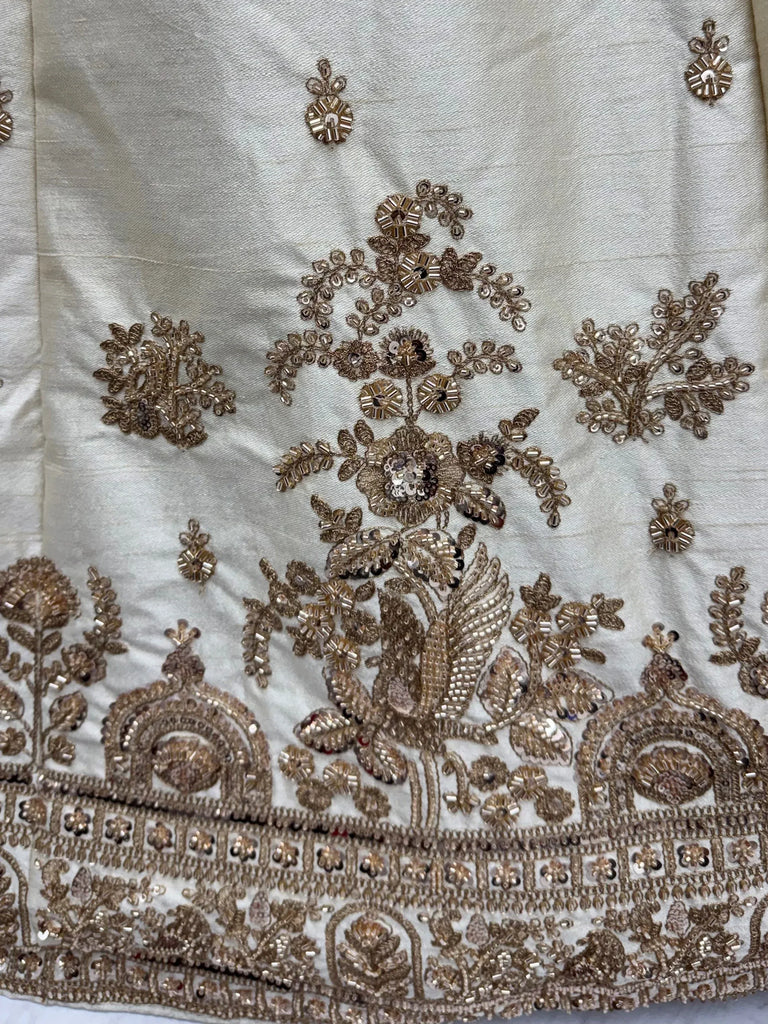 Ravishing Off White Sequins Silk Bridal Lehenga Choli With Double Dupatta