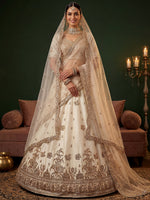Ravishing Off White Sequins Silk Bridal Lehenga Choli With Double Dupatta