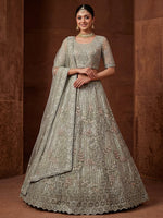 Lavish Green Dori Embroidered Net Wedding Wear Lehenga Choli