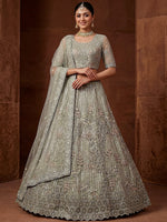 Lavish Green Dori Embroidered Net Wedding Wear Lehenga Choli