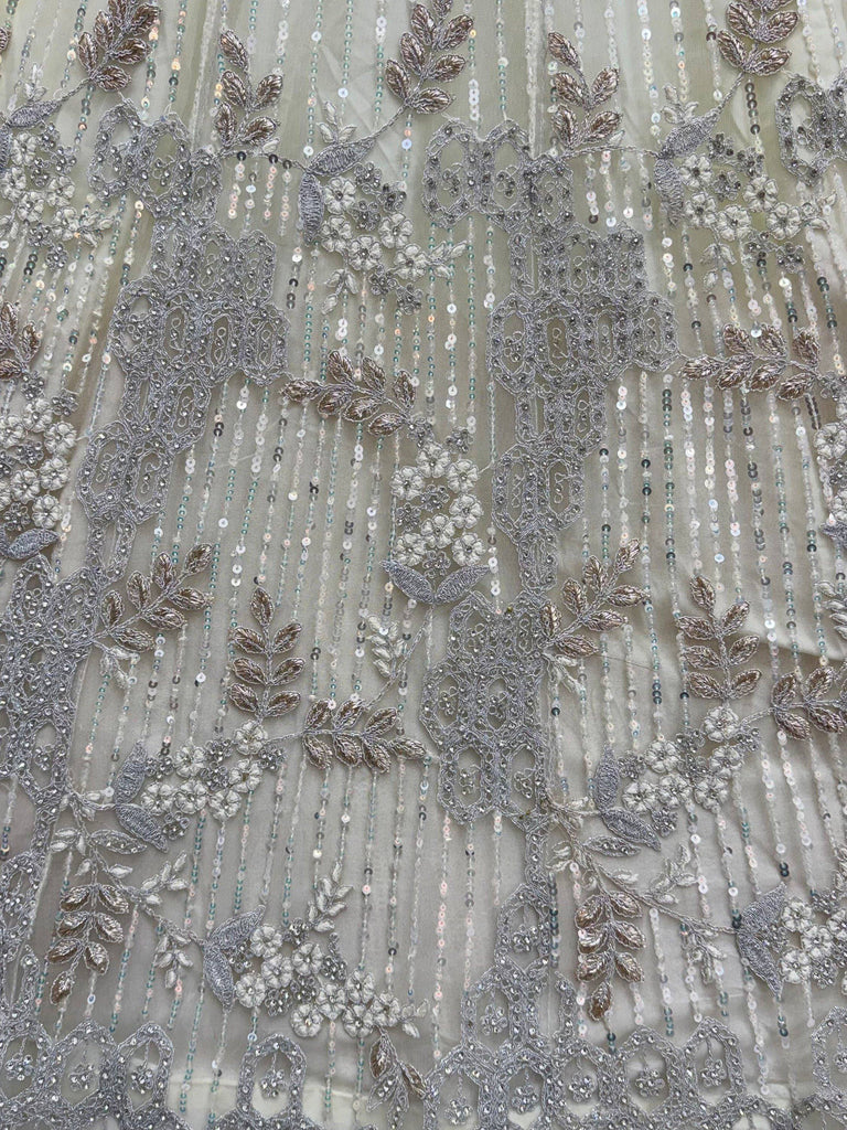 Noteworthy Beige Sequins Net Sangeet Wear Lehenga Choli With Dupatta