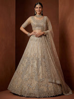 Noteworthy Beige Sequins Net Sangeet Wear Lehenga Choli With Dupatta