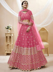 Pretty Pink Embroidered Georgette Bridesmaid Plus Size Lehenga Choli