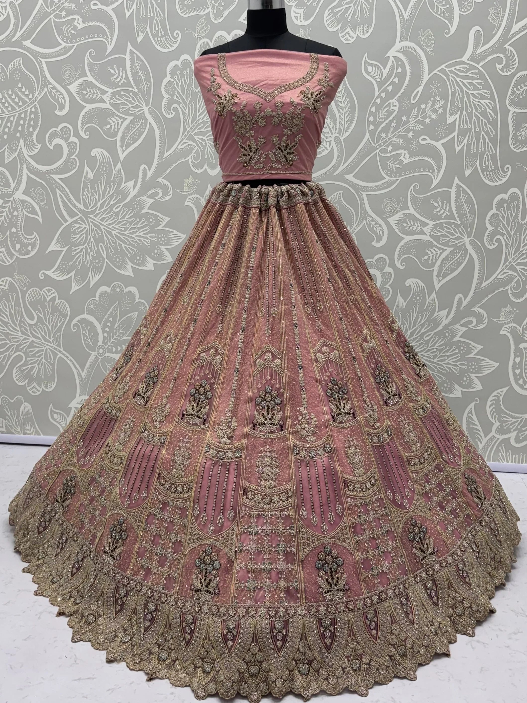 Gorgeous Pink Dori Embroidery Net Engagement Wear Lehenga With Blouse