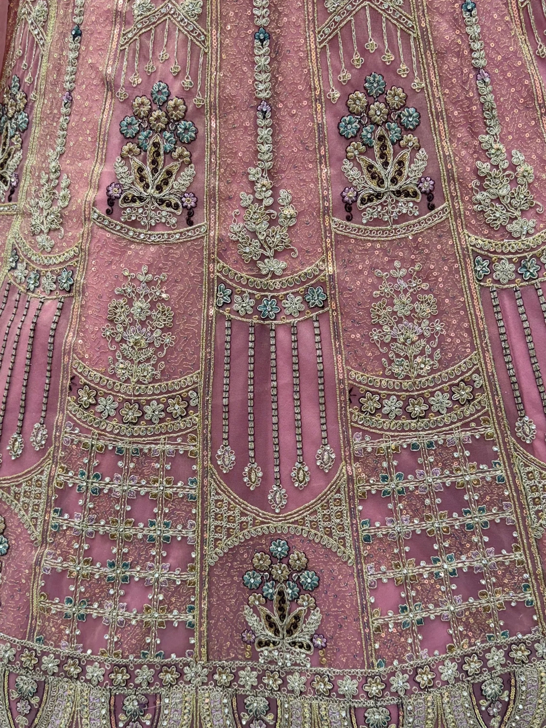 Gorgeous Pink Dori Embroidery Net Engagement Wear Lehenga With Blouse