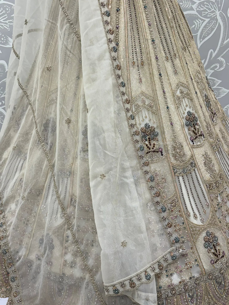 Fascinating White Sequin Net Traditional Lehenga Choli With Dupatta