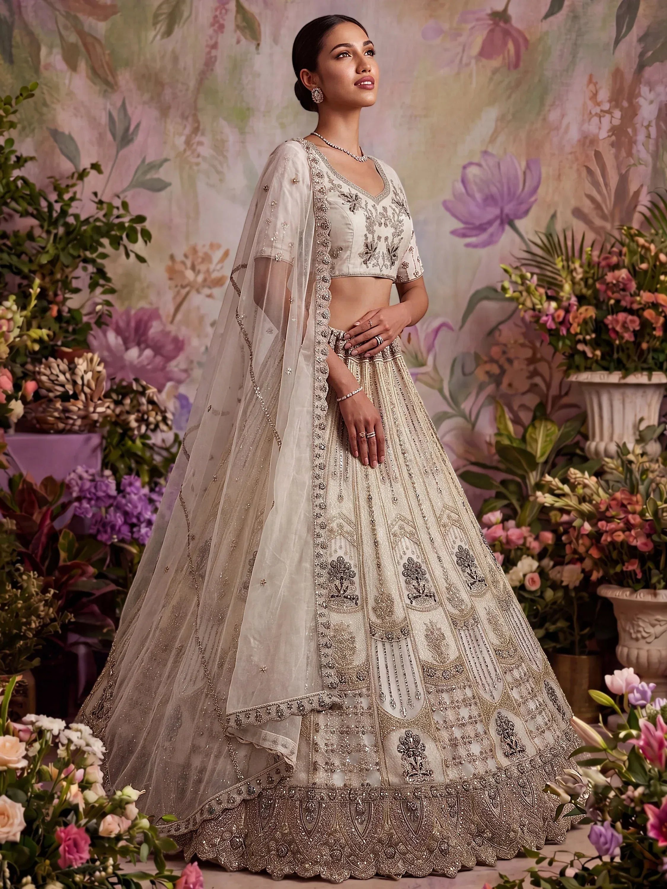 Fascinating White Sequin Net Traditional Lehenga Choli With Dupatta