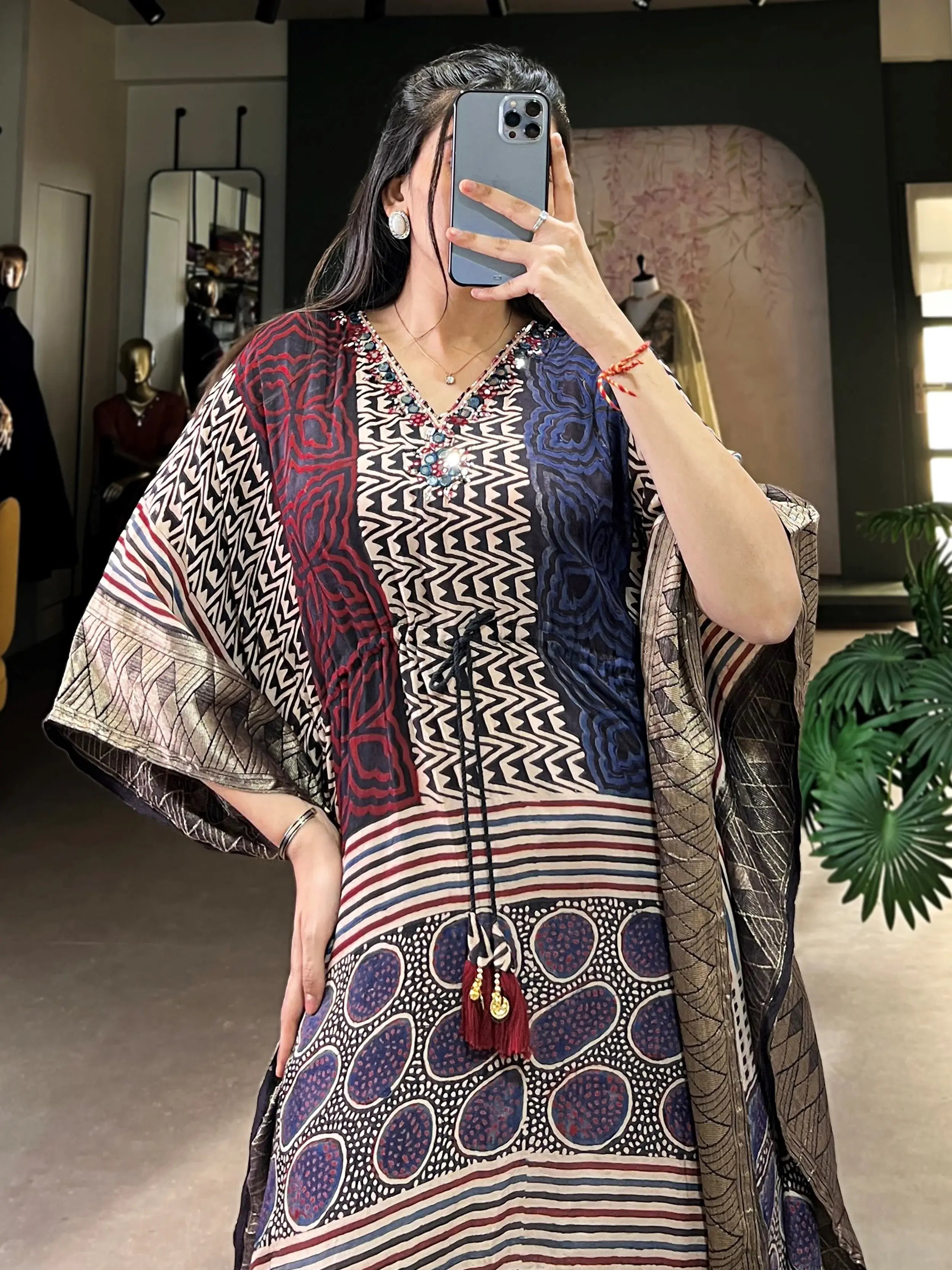 Alluring Multi-Color Zari Weaving Jacquard Festival Wear Kaftan