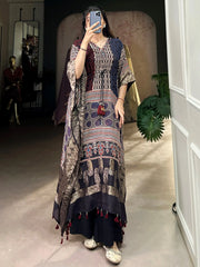 Alluring Multi-Color Zari Weaving Jacquard Festival Wear Kaftan